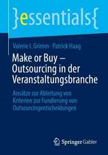 Make or Buy – Outsourcing in der Veranstaltungsbranche: Ansätze zur Ableitung von Kriterien zur Fundierung von Outsourcingentscheidungen