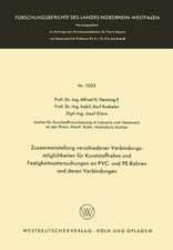 Zusammenstellung verschiedener Verbindungsmöglichkeiten für Kunststoffrohre und Festigkeitsuntersuchungen an PVC- und PE-Rohren und deren Verbindungen