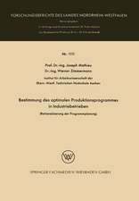 Bestimmung des optimalen Produktionsprogrammes in Industriebetrieben: Rationalisierung der Programmplanung