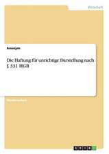 Die Haftung für unrichtige Darstellung nach § 331 HGB