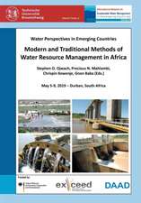 Modern and Traditional Methods of Water Resource Management in Africa. Water Perspectives in Emerging Countries. May 5-9, 2019 ¿ Durban, South Africa