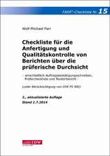 Checkliste 15 für die Anfertigung und Qualitätskontrolle von Berichten über die prüferische Durchsicht