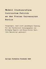 Modell Studienreform: Curriculum Politische Wissenschaft an der Freien Universität Berlin