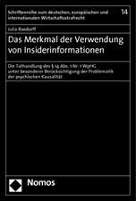 Baedorff, J: Merkmal der Verwendung von Insiderinformationen