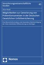 Möglichkeiten zur Generierung von Präventionsanreizen in der Deutschen Gesetzlichen Unfallversicherung