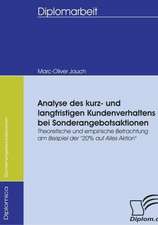 Analyse Des Kurz- Und Langfristigen Kundenverhaltens Bei Sonderangebotsaktionen