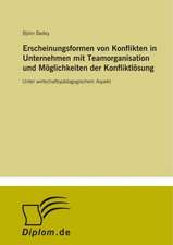 Erscheinungsformen von Konflikten in Unternehmen mit Teamorganisation und Möglichkeiten der Konfliktlösung