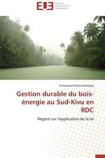 Gestion Durable Du Bois-Energie Au Sud-Kivu En Rdc: Interactions Entre Hommes, Objets Et Nature