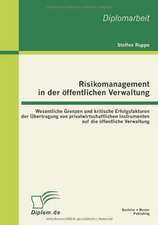 Risikomanagement in Der Ffentlichen Verwaltung: Wesentliche Grenzen Und Kritische Erfolgsfaktoren Der Bertragung Von Privatwirtschaftlichen Instrument