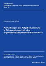 Auswirkungen der Aufgabenverteilung in Führungsteams im Lichte organisationstheoretischer Erkenntnisse