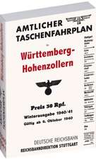 Amtlicher Taschenfahrplan für Württemberg-Hohenzollern der Reichsbahndirektion STUTTGART 1940