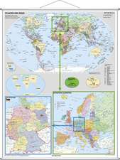 Deutschland und Europa in der Welt politisch. Wandkarte Großformat mit Metallstäben