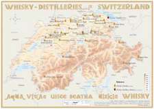 Whisky Distilleries Switzerland Tasting Map 34 x 24cm