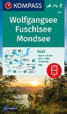 KOMPASS Wanderkarte 018 Wolfgangsee, Fuschlsee, Mondsee 1:25