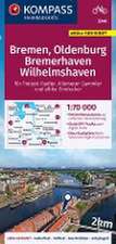 KOMPASS Fahrradkarte 3340 Bremen, Oldenburg, Bremerhaven, Wilhelmshaven 1:70.000