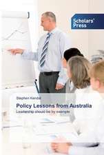 Policy Lessons from Australia