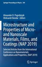 Microstructure and Properties of Micro- and Nanoscale Materials, Films, and Coatings (NAP 2019): Selected Articles from the International Conference on Nanomaterials: Applications and Properties, (NAP 2019)