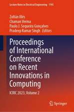 Proceedings of International Conference on Recent Innovations in Computing